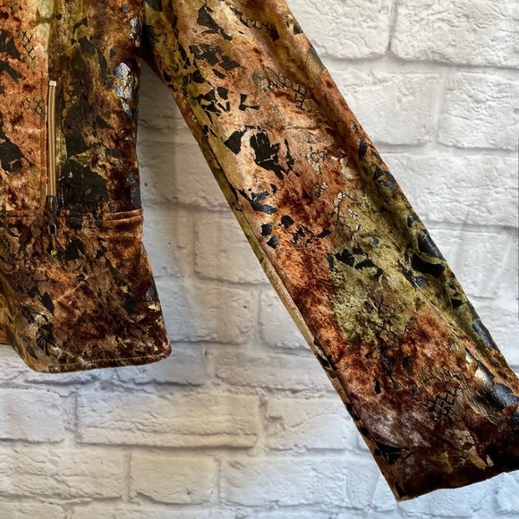 JOSEPH RIBKOFF Zip Up Velvet Velour Patterned Blazer Jacket - Picture 4 of 7